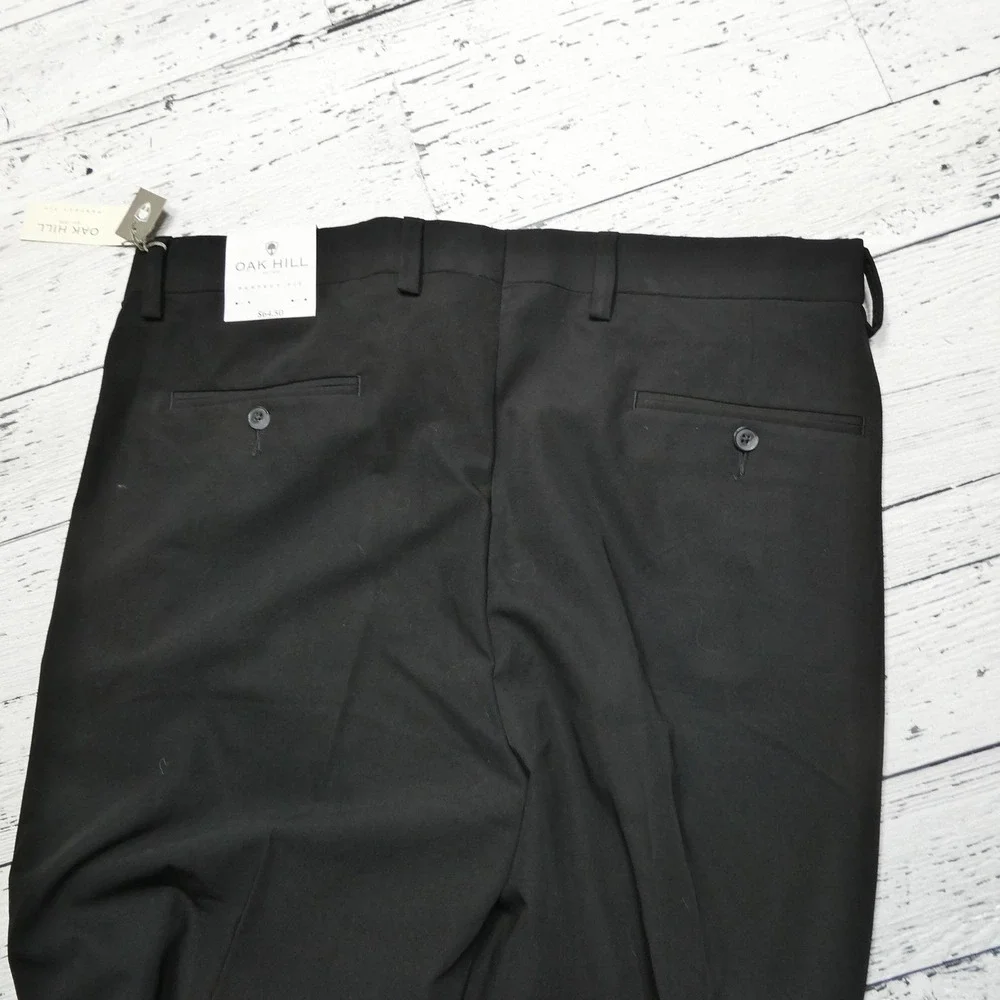 Oak Hill Pants Mens 40x32 Black Perfect Fit Pleated‎ Stretch Slacks Big Tall